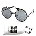 V137-vp Flip up Round Metal Sunglasses (Sdd Black-Dark Lens)