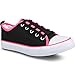 Twisted Women's KIX Lo-Top Canvas Pop Color Border Lace Up Fashion Sneakers - Black/Pink, Size 9