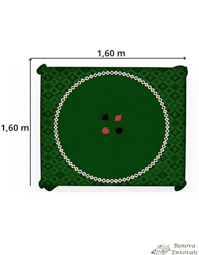 Toalha De Mesa Aveludada Para Jogar Baralho Estampa De Cartas Truco Carteado Tema Poker Serve Em Mesa Quadrada ou Redonda Para 4 Lugares - 1,60 x 1,60 m - Renova Enxovais