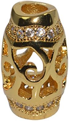DongStar Jewelry Findings Premium Cooper Cubic Zirconia CZ Crystal Long Spacer Bead Connector For Handmade Jewelry 2pcs (Gold)
