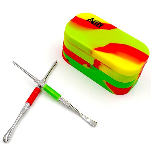 SILICONE ALLEY 2 Carving Tool + 2 Tie Dye-colored Multi-Compartment Wax Container