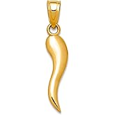 JewelryWeb 4.6mm 14k Solid Yellow Gold Italian Horn Pendant Necklace Pendant for Women