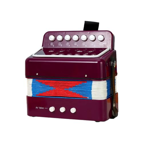Btuty 7-key 2-bass Accordion ABS Material Musical Instrument for Beginners Lightweight Button Accordion Hand-eye Coordination Stage Performance (Purple)