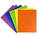 JAM PAPER Plastic Color POP Folders - 2 Pocket Durable Folders with Metal Prongs Fastener Clasps - Assorted Primary Colors - 6/Pack