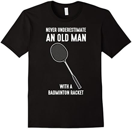 Badminton T-Shirt Old man with a badminton racket
