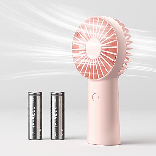 JISULIFE Handheld Fan, 4000mAh Portable Small and Personal USB Rechargeable Pocket [4-16H Working Time] Battery Operated Hand Fan with 3 Speeds for Outdoor/Travel, Summer Gift for Women Men-Pink