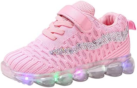 Jamicy ™ Boys Girls Sequins Fly Weaving mesh face LED Light Shoes Casual Shoes Bright Shoes Bling Outdoor Non-Slip Sport Run Sneakers Shoes