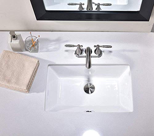 Friho 20.9''x13.6''x7.1'' Modern Sleek Rectangular Undermount Vanity Sink Porcelain Ceramic Lavatory Bathroom Sink,White With Overflow - Thumbnail 3