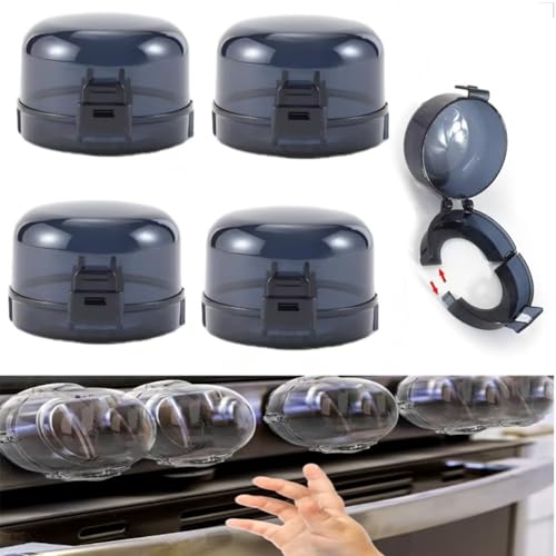 5-Pack Universal Stove Knob Covers for Child Safety, Heat-Resistant Gas & Oven Knob Locks for Babies/Pets, Easy Install, Clear & Durable (Black)