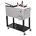UPHA 80 Quart Rolling Outdoor Patio Cooler Cart on Wheels, Portable Drink Beverage Bar for Patio Pool Party, Ice Chest with Shelf and Bottle Opener, Silvery