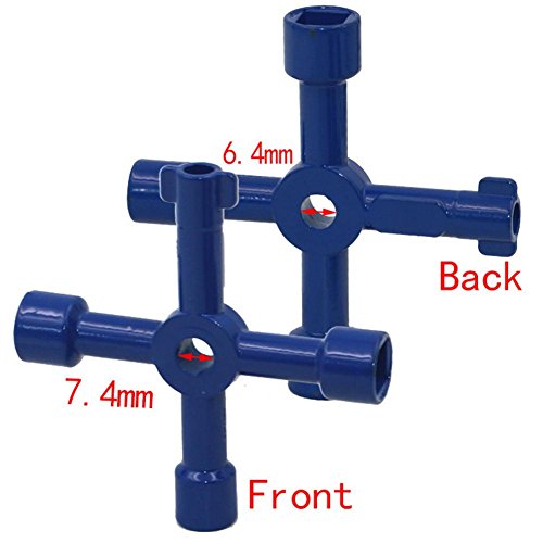 fineshelf 4 in 1 Utility Service Key 2.83inches Mini Key Wrench Radiator Cupboard Triangle Square Blue Key Hand Tool for Electric Control Cabinets, Elevators, Water Meter Valves Box Wrenches b