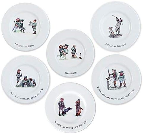 "Sex in the Country" by Bryn Parry. Set of 6 illustrated Cheese plates. Shooting gifts for hunters.
