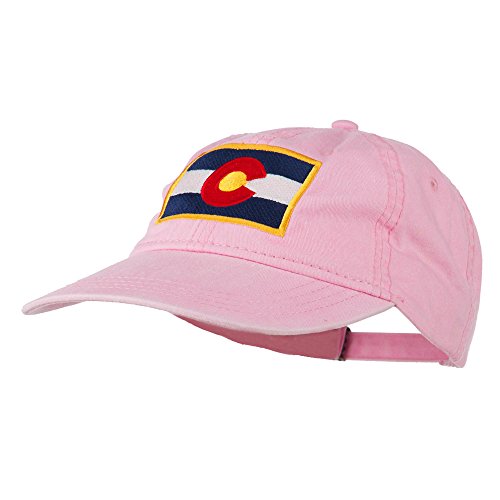 E4hats Colorado State Flag Embroidered Washed Buckle Cap - Pink OSFM