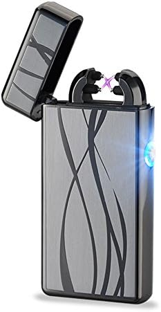 Danle USB Rechargeable Windproof Dual Electronic Arc Lighter Flameless Plasma Cigarette Lighter (Black2)