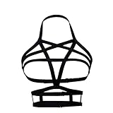 Women Pentagram Harness Elastic Cage Bra Strappy Hollow Out Bra Bustier