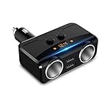 Virwir Double Socket Cigarette Lighter Adapter 80W Cigarette Lighter Power DC Outlet Splitter with 12V / 24V 3.1A Dual Port USB Car Charger, Plug and Play