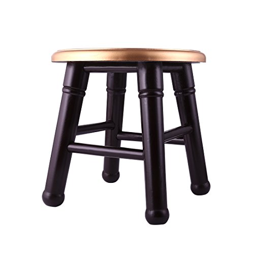 BEYONDA 37 small wood foot Stool with hand painting cover, mini furniture, wooden, tea table,kids chair, decorative(LIGHT BROWN)