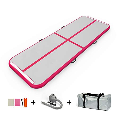 EZ GLAM Inflatable Gymnastics Tumbling Air Track Tumbling Mat Air Track Gymnastic Air Floor Mat Track Cheerleading for Home Use/Cheerleading/Beach/Park and Water (10ftx3.3ftx4in(3x1x0.1m), Pink-E) - Thumbnail 7