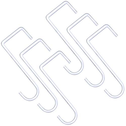 ESFUN 6 Pack 3 x 8 inch Heavy Duty Fence Hooks Patio Hooks White Powder Coated Steel Hangers fits Easily for Indoor & Outdoor Hanging Lights, Plants & Planters, Bird Feeder, Pool Equipment