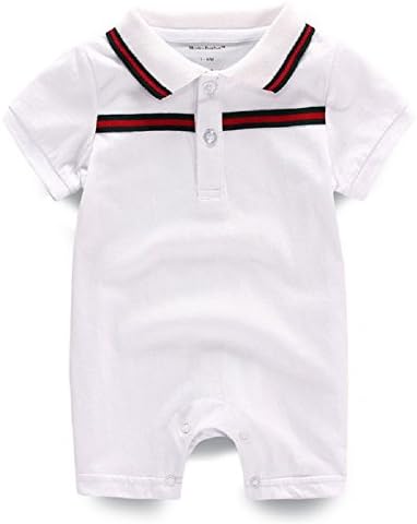 Unisex Toddler Infant Newborn Girl Boy Baby Romper Polo Lapel Short Sleeve whitle 6-9Month