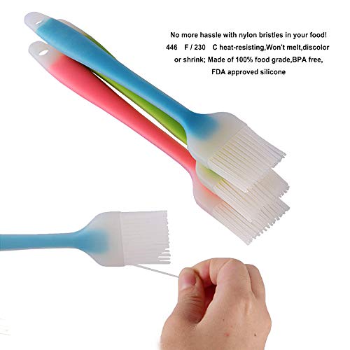 iPstyle Basting Brush Silicone Pastry Baking BBQ Sauce Marinade Meat Glazing Oil Brush Heat Resistant, Kitchen Cooking Baste Pastries Cakes Meat Desserts, Dishwasher Safe 4 Pack (8.2" Brush - 4Pack) - Thumbnail 2