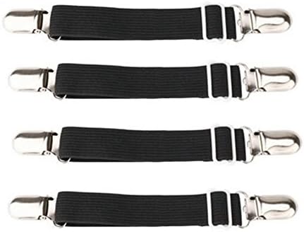 Addas Mattress Clips Adjustable Under Mattress Bed/Fitted Sheet Fastener,Under Mattress Bed Fitted Sheet Fastener,Long Strap Clip Bands,4 Pieces (10cm-30cm，Balck)