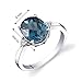 PEORA London Blue Topaz and Diamond Ring for Women 14K White Gold, Natural Gemstone, 2.75 Carats Oval Shape 10x8mm, Size 7, December Birthstone Ring, Promise, Engagement, Wedding Ring