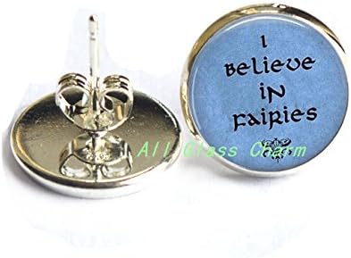 Charming Earrings，I Believe in Fairies Earrings Stud Earrings - Fairy Jewelry - Fairy Lover Gift - Whimsical Quote,AS060