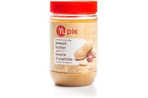 Yupik Natural Crunchy Peanut Butter, 454 g, Kosher, Gluten-Free, GMO-Free, Unsweetened Nut Butter, Only Peanuts, No Added Sug