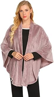 EkouaerFlannel Faux Poncho for Women Lightweigh Blanket Warm TV Shawl Winter Coat Sweater Cape