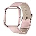 For Fitbit Blaze Bands, bayite Accessory Leather Wristband for Fitbit Blaze Smart Watch, Small, Light Pink with Frame