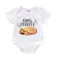 LiLiMeng 2019 New Newborn Infant Baby Boy Girl Letter Taco Little Burrito Simole Round Collar Romper Bodysuit Clothes White