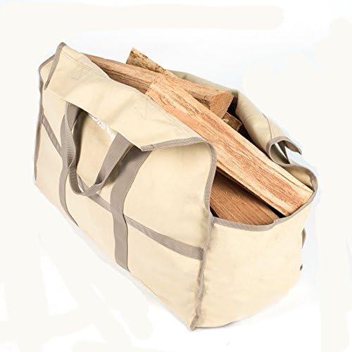 Luisvanita Extra Big Capacity Durable Firewood Log Carrier: Fancy Design with Ultra Premium Canvas (Beige)