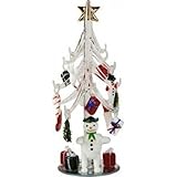 Mini Crystal Christmas Tree with Snowman and 15 Hand Blown Ornaments
