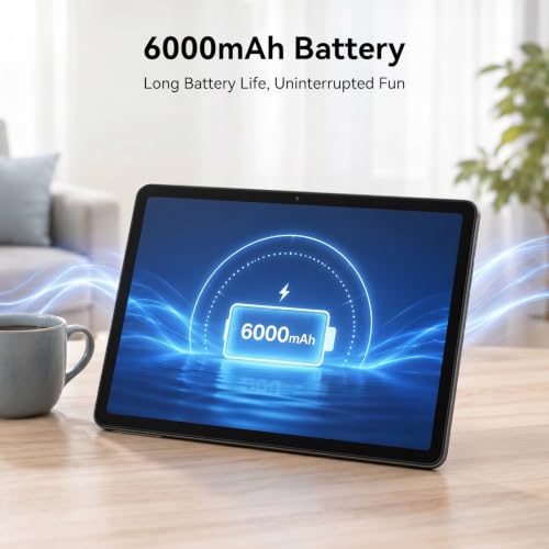 Tablet with keyboard, Android 16 Tablets with 10 Inch HD+IPS Display, 18GB RAM+128GB ROM/ 2TB TF, Gemini AI 3.1, GPS, 5G WiFi & 5MP Camera, 6000mAh, Widevine L1, GMS Certified, 4 Years Warranty