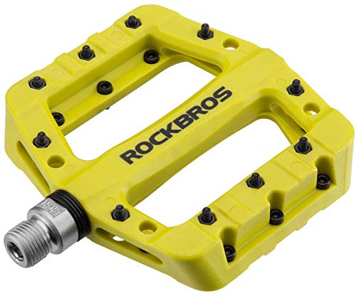 ROCKBROS Bike Pedals Nylon Fiber 9/16" Cycling Wide Platform Flat Bicycle Pedals for Road Cycling Bike 3 Bearings Pedals Antiskid Waterproof Dustproof