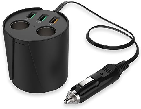 Car Charger Adapter, Quick Charging 3.0 Port 12V/24V Multi Function Car Cigarette Lighter Adapter with 3 USB Ports,2 Socket Cigarette Lighter Splitter for iPhone iPad,Samsung,GPS,Dashcam (Built-in Safety Protection)