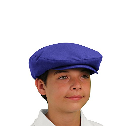 Flat Newsboy Traditional Golf Cap: 'Par 3' - Mens - Solid - Royal Blue - Microfiber - Thumbnail 3