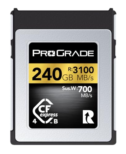ProGrade Digital CFexpress 4.0 Typ B Speicherkarte für Kameras, optimiert für Express-Übertragung von Dateien und großen Speicher, 240 GB Gold-Serie