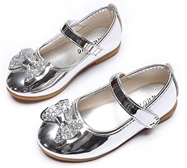 Daved8Co Girls Shoes Child Leather Sandals Girl Sweet Princess Shoes Baby Dance Shoes Toddler Baby Sandals Girls Silver 8.5