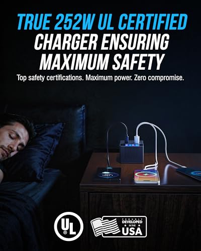 SABRENT VOLTIK Charging Station, 252W 8-Port USB C and USB A Desktop Charger, UL Certified with Real-Time LCD Display, Fast Charging for MacBook, iPhone, Samsung and More