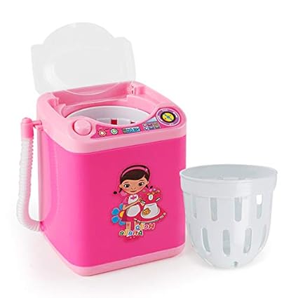 ShiningLove Toy Children Simulated Mini Appliances Drain Basket Washing Machine Children Electric Toys Pink