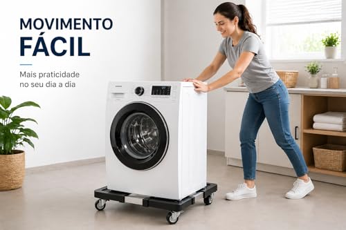 Suporte Movel Ajustavel com Rodinhas para Eletrodomesticos ate 138kg Base Multiuso para Geladeira Fogao Maquina de Lavar Estrutura Reforcada 41 a 68cm