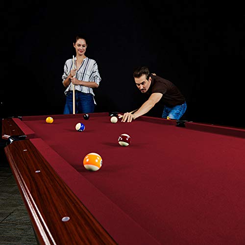 Lancaster Gaming Company 90 Inch Classic Design Pool Table w/ 2 Cues, Burgundy
