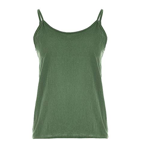 Cute Tops for Women,YEZIJIN Womens Casual Sleeveless Solid Linen Sling Vest Blouse Casual Shirt Tops for Teen Girls Green