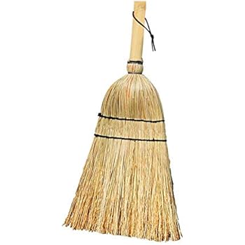 Huibot Straw Whisk Broom Small Stiff Bristle Short Handle Handmade for Car, Garden, Yard