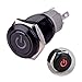 Ulincos Latching Push Button Switch U16F5 1NO1NC SPDT ON/Off Black Shell with Red Power Symbol LED Suitable for 16mm 5/8