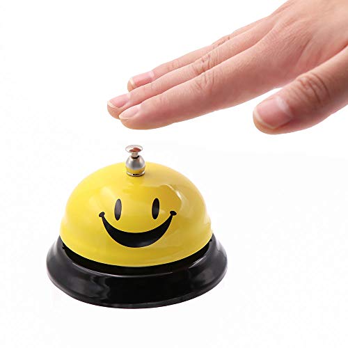 HouseHoo Call Bell, Desk Bell for Classroom, Office, Hotel, Restaurant, Bar, Front Desk, School, Dinner, Kitchen, Teacher Bell, 3.3 Inch Restaurant Bell Yellow