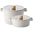 Neoflam FIKA 4 Piece Stock Pot with Lids Set, Nonstick Ceramic Coating Kitchen Cooking Casserole, Dutch Oven for Stovetops and Induction, Made in Korea
