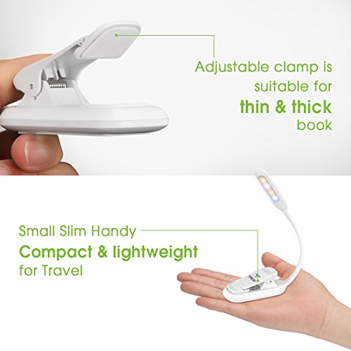 image for LED Reading Light, TopElek Rechargeable Book Light, 3-level Brightness